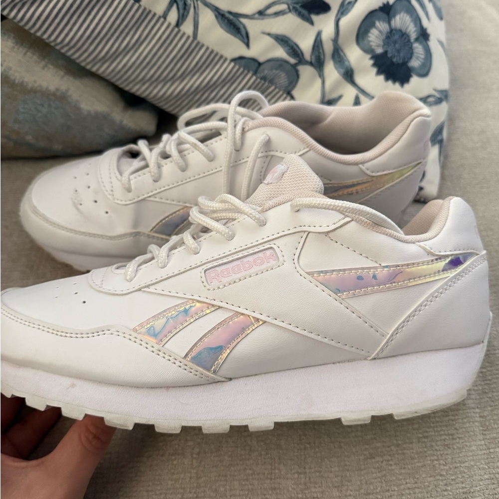 Reebok Women's White and Iridescent Sneakers